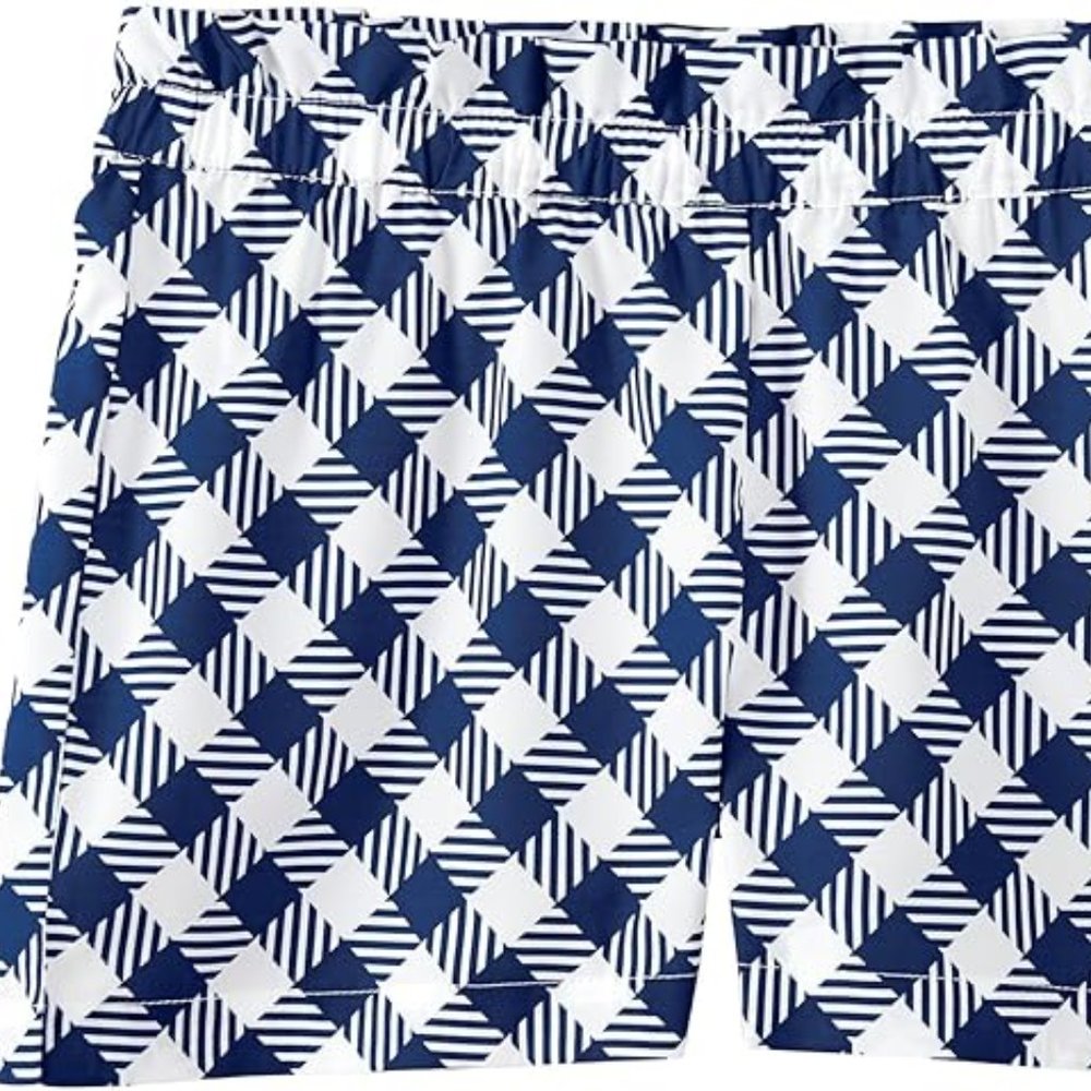 Mud Pie Size L (0-2) Blue Plaid Navy Gingham Delaney Shorts Elastic Waist NWT